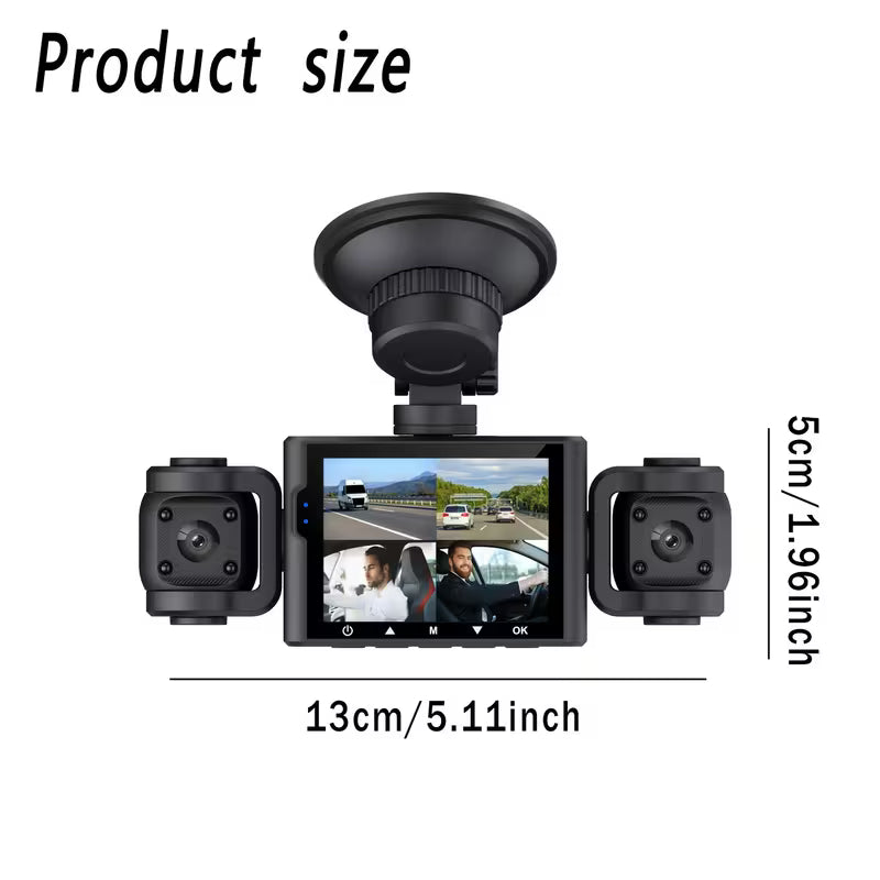 [1080P Night Vision] 360° 4-Lens 1080P Car Accessories Dashcam