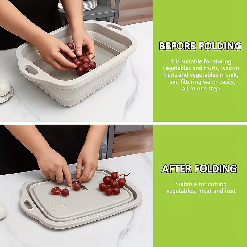 3-in-1 Foldable Cutting Board with Built-in Sink